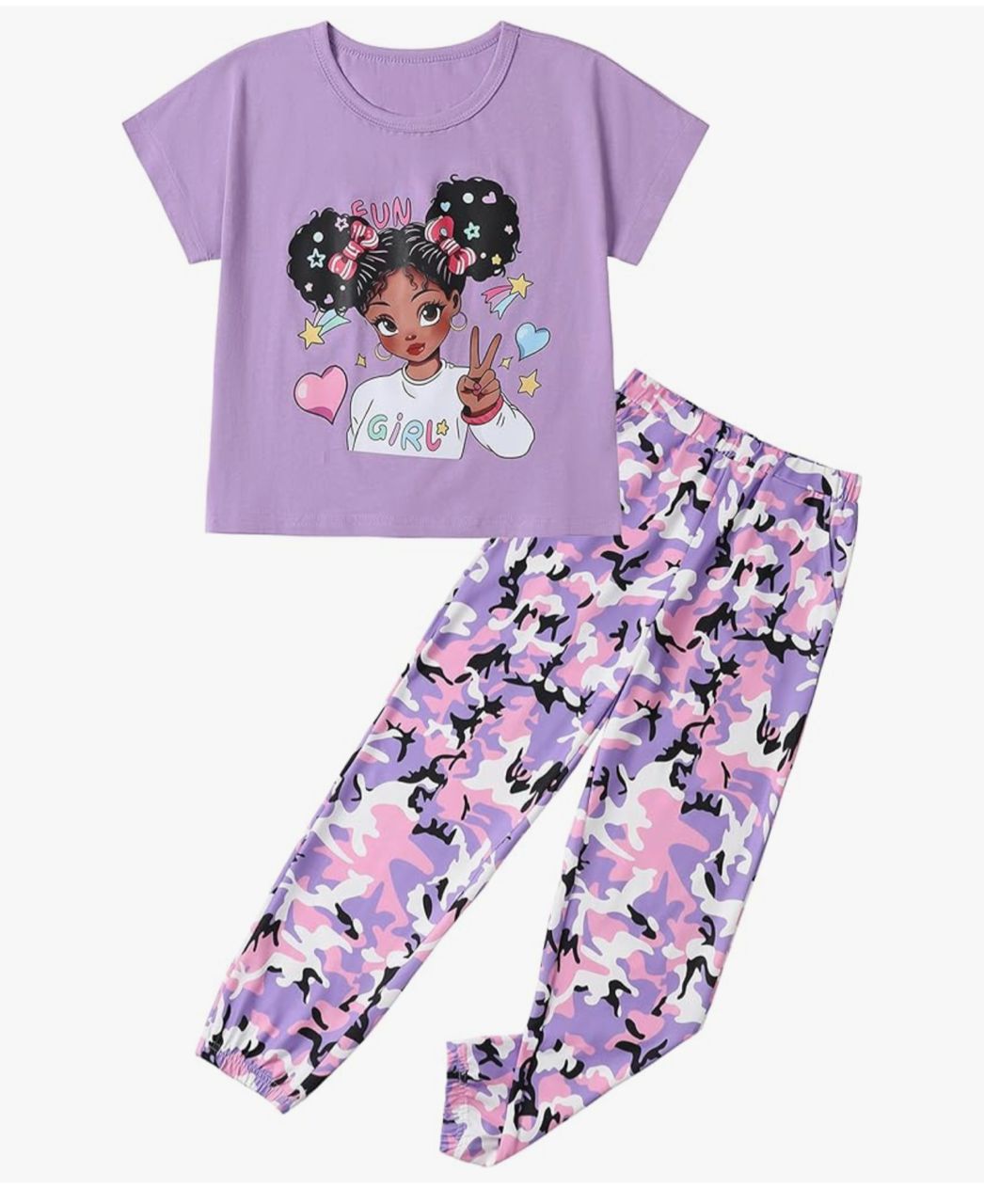 mksodop Conjunto infantil camiseta y pantalón jogger - Púrpura